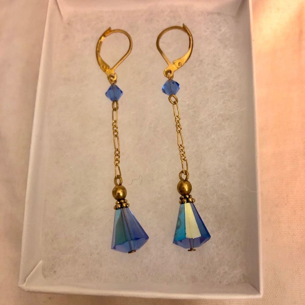 Handmade Crystal Blue Earrings